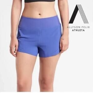 Athleta Allyson Felix Shorts Womens 2X Purple Pockets Elastic Waist Lined Logo